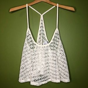 PINK Victoria’s Secret white lace crop top